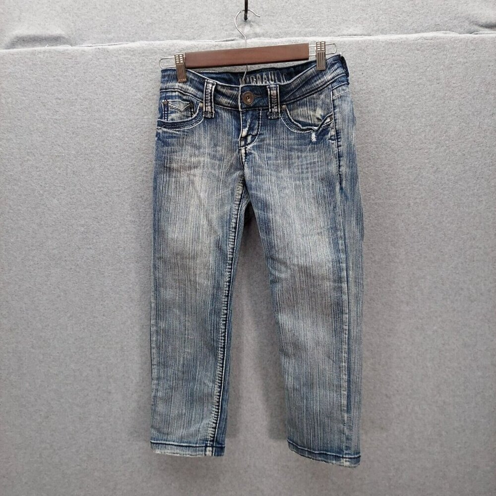 Hydraulic Bailey Straight Leg Heavy Stitch Stretch CROP Jeans Women's Size 3/4‎